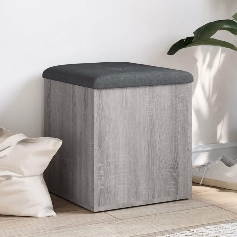 Panca porta scarpe vidaXL Grigio con contenitore in legno e tessuto L/P/H: 42 x 42 x 45 cm
