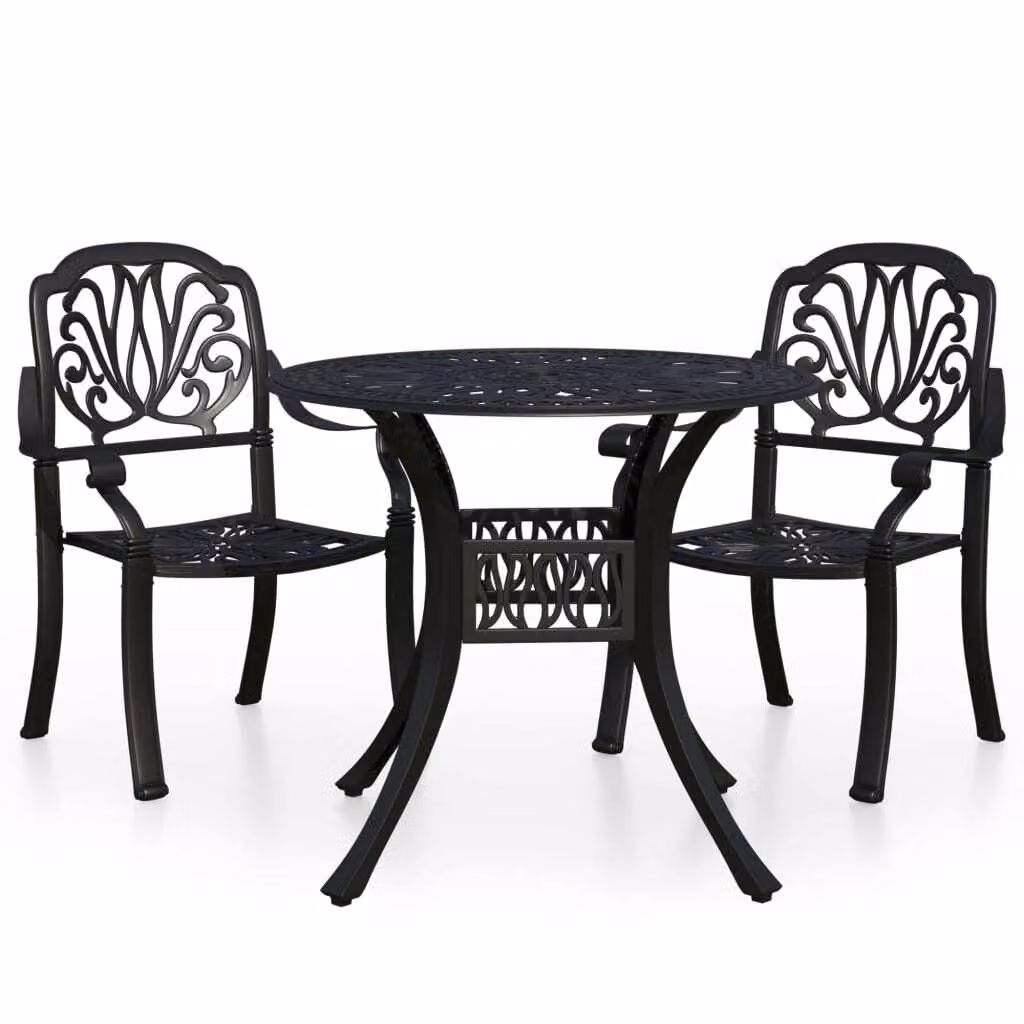 Set da Bistrot 3 pz in Alluminio Pressofuso Nero