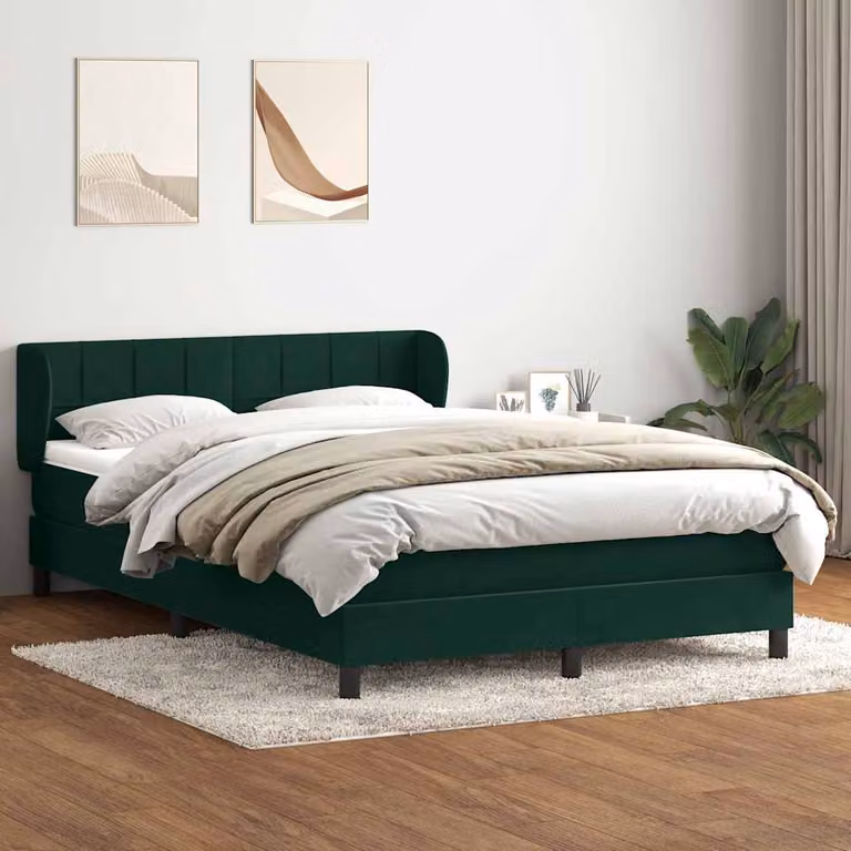 vidaXL Letto Ibrido con Giroletto a Molle e Materasso in Velluto Verde Scuro L/P/H: 200 x 163 x 88 cm
