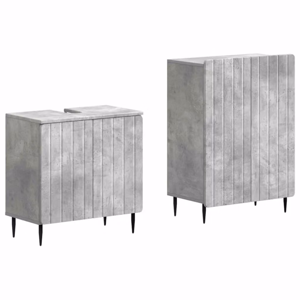 Set di mobili da bagno moderno vidaXL composto da mobile lavabo e mobile laterale in legno grigio opaco – 2