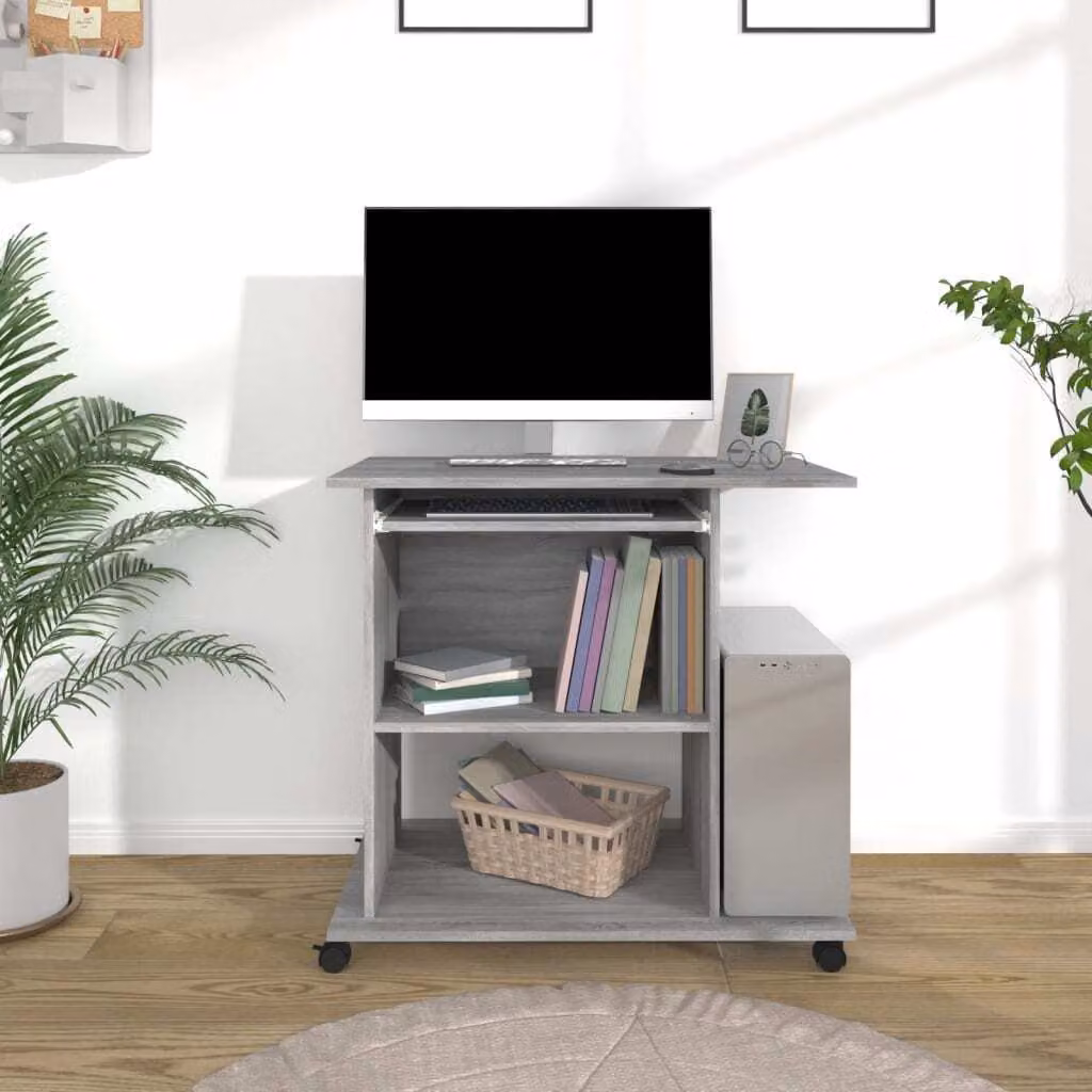 The Living Store Scrivania Grigio Sonoma 80x50x75 cm Materiale a base di legno
