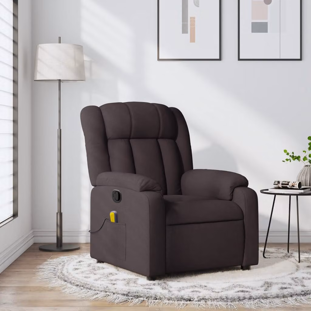 vidaXL Poltrona Reclinabile Relax in Tessuto Marrone con Braccioli e Regolazione Manuale
