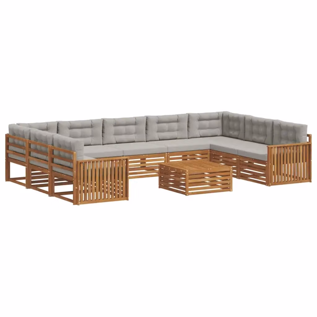 Set di 10 divani da esterno moderni vidaXL in legno di acacia color grigio – 2