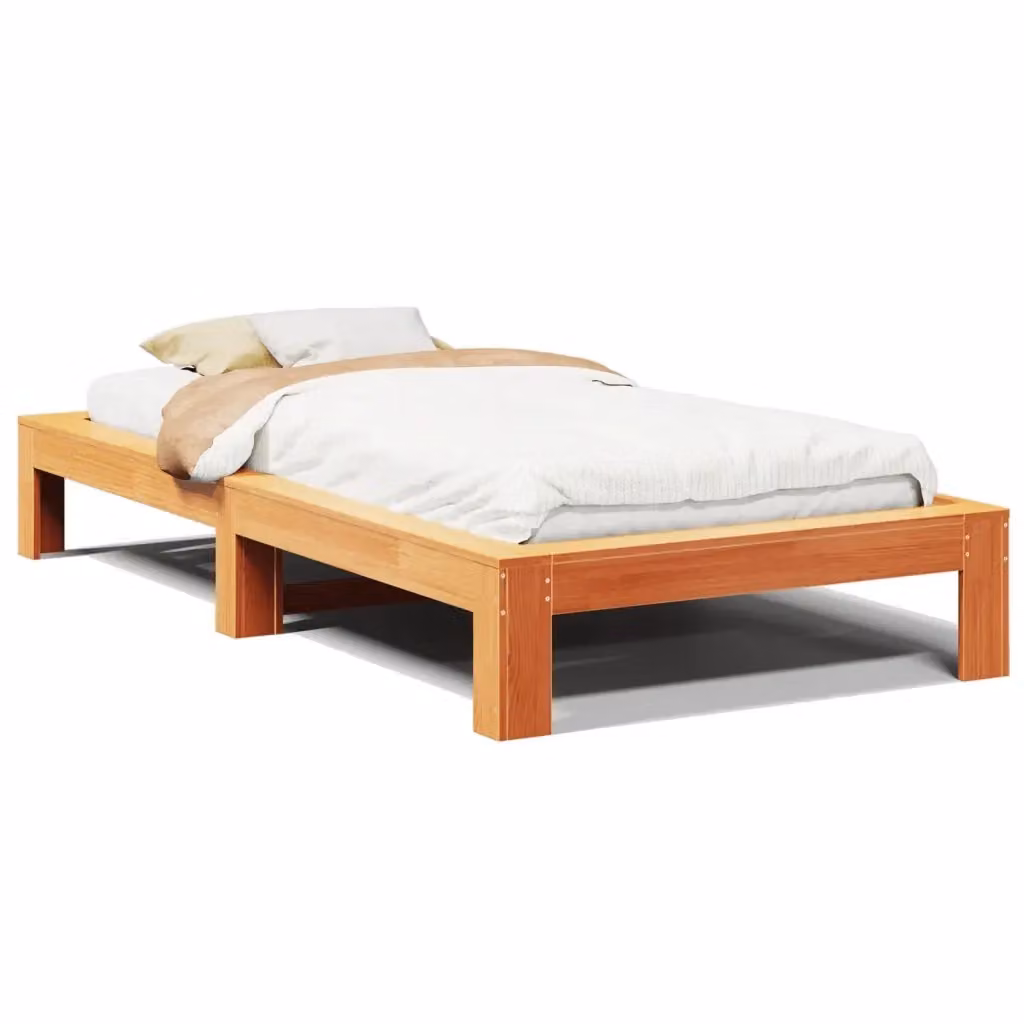 Letto in legno di pino vidaXL senza materasso, stile rustico, colore marrone cera, L 200 x L 90 cm – 2