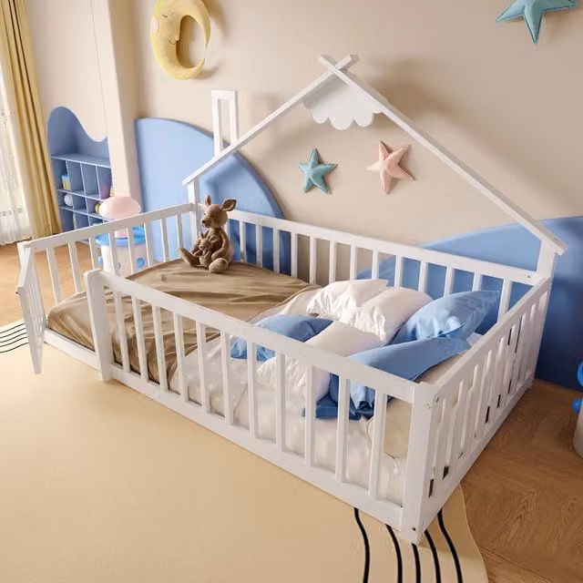 letto per bambini in pino bianco 90 x 190 cm