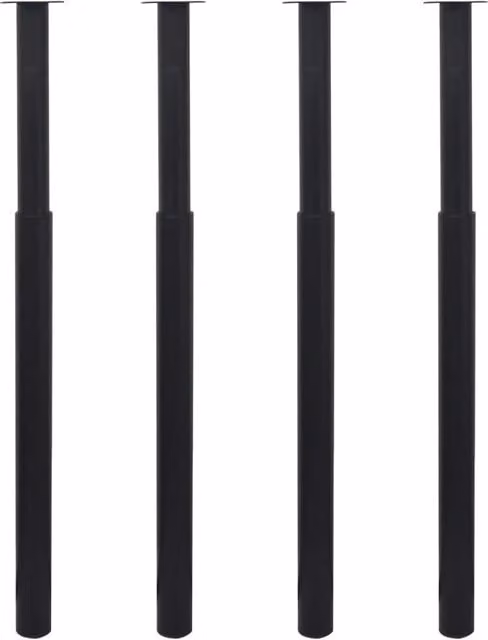 Set di 4 gambe telescopiche regolabili per tavolo HELLOSHOP26 in ferro nero opaco, Altezza: 710-1100 mm