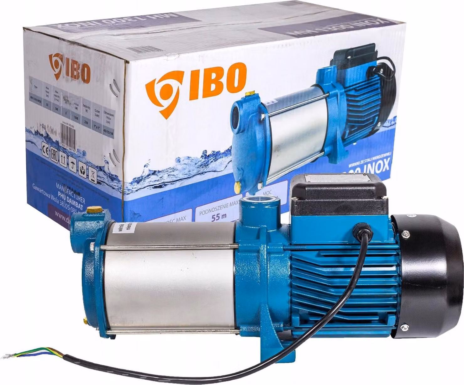 IBO | Pompa Idroforo MHI 1300 - Acciaio Inossidabile - 100 l/min - Silenziosa - Autoadescante - Alte Prestazioni