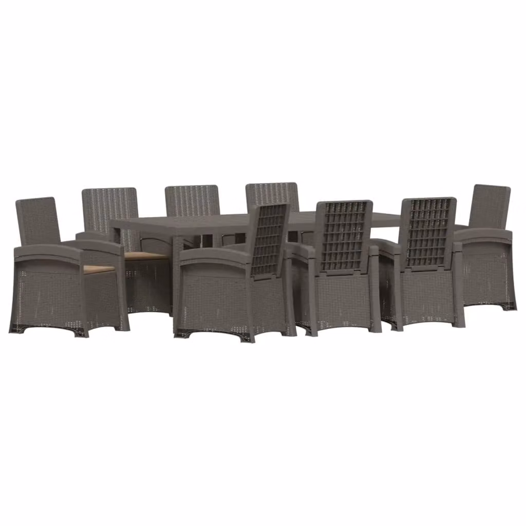 Set da pranzo da giardino moderno vidaXL in rattan polimerico grigio e beige per 9 persone – 2