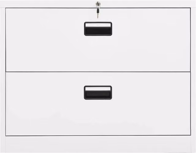 Armadio Classificatore Moderno vidaXL in Metallo Bianco con Serratura L: 90 cm, P: 46 cm, H: 72,5 cm