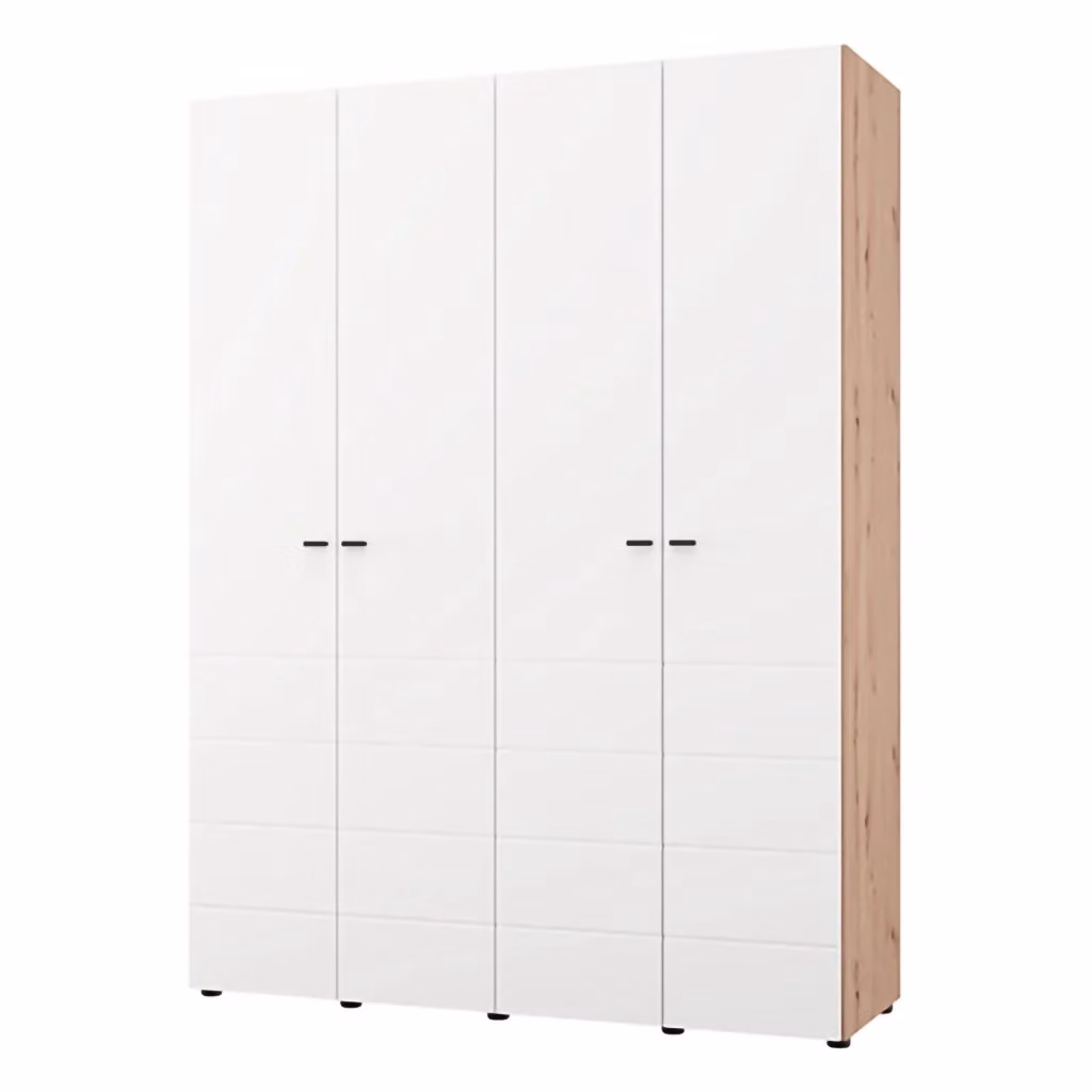 Armadio da camera da letto moderno DMORA con ante a battente e ripiani interni, finitura opaca, L: 155 cm, H: 208 cm – 2