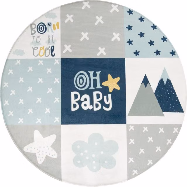 Tappeto rotondo lavabile per bambini Chiko blu diametro 150 cm