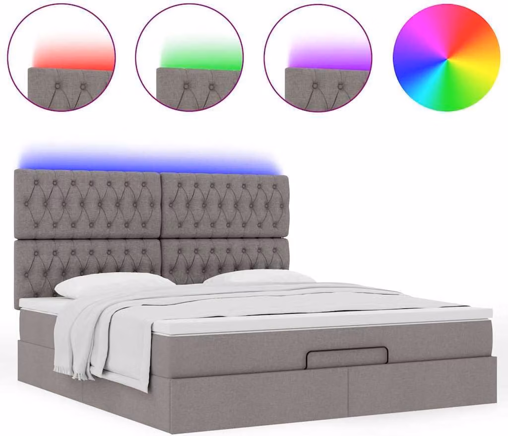 Struttura Letto Pouf con Materasso Tortora 160x200cm in Tessuto