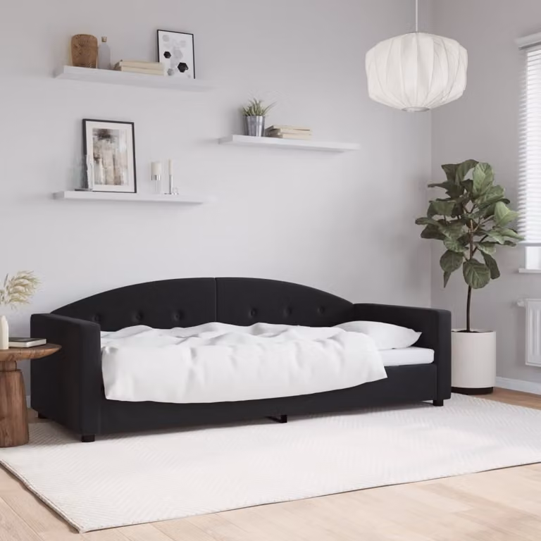 Letto da giorno moderno vidaXL in velluto nero L 200 x P 80 cm