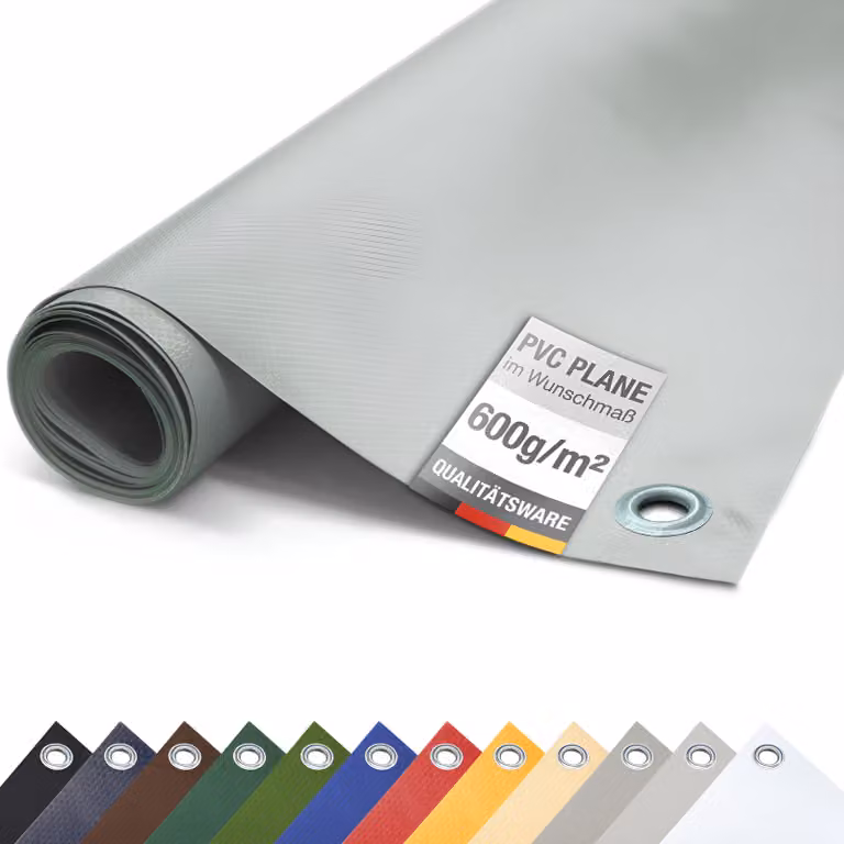 Telone per camion in PVC 600g/m² con occhielli Telone protettivo opaco (grigio chiaro, 2,5m x 4m)