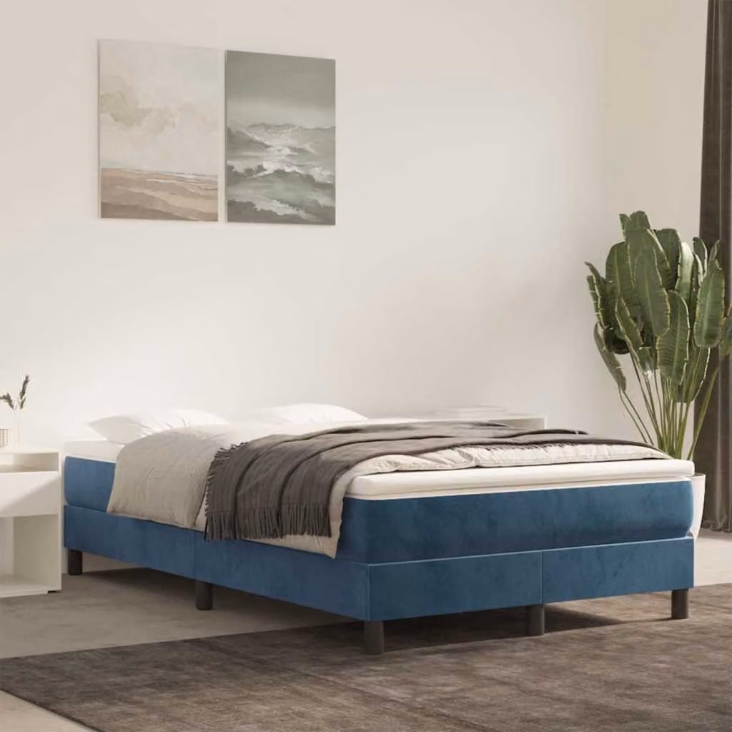 vidaXL Materasso a molle insacchettate in tessuto blu scuro L: 120 cm, P: 210 cm, H: 20 cm