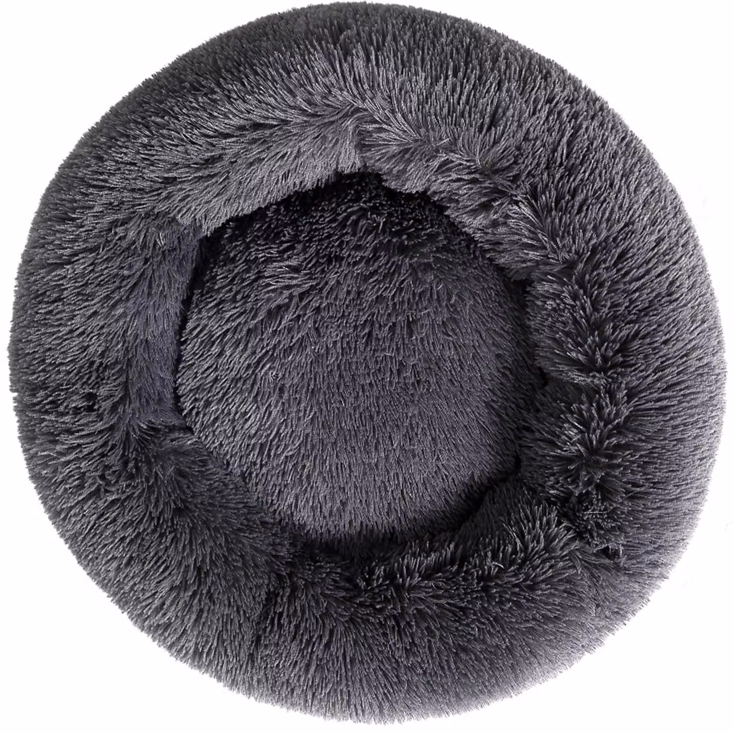 Cuccia a forma di ciambella per cani o gatti, in peluche, con rivestimento in ecopelliccia, antiscivolo, diametro 40 cm, peso massimo supportato 4 kg