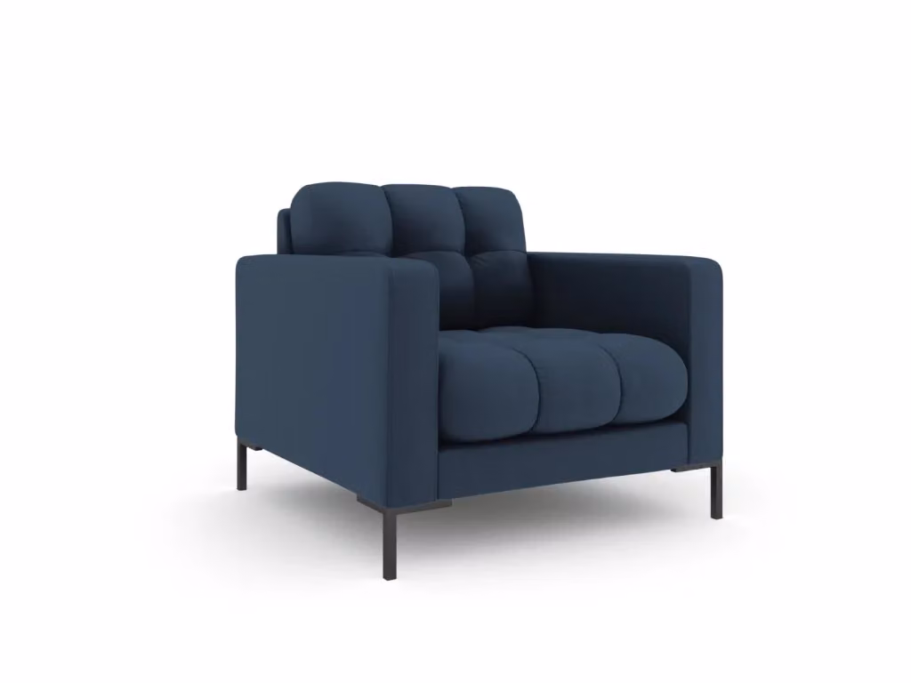 Poltrona Bali Cosmopolitan Design in tessuto blu con struttura in metallo e braccioli – 2