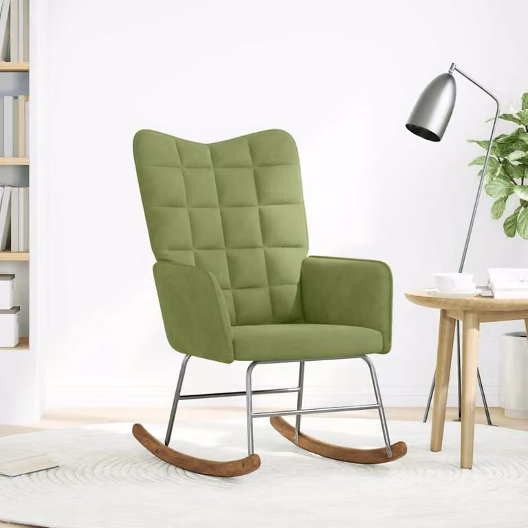 vidaXL Sedia a Dondolo Verde Chiaro in Velluto