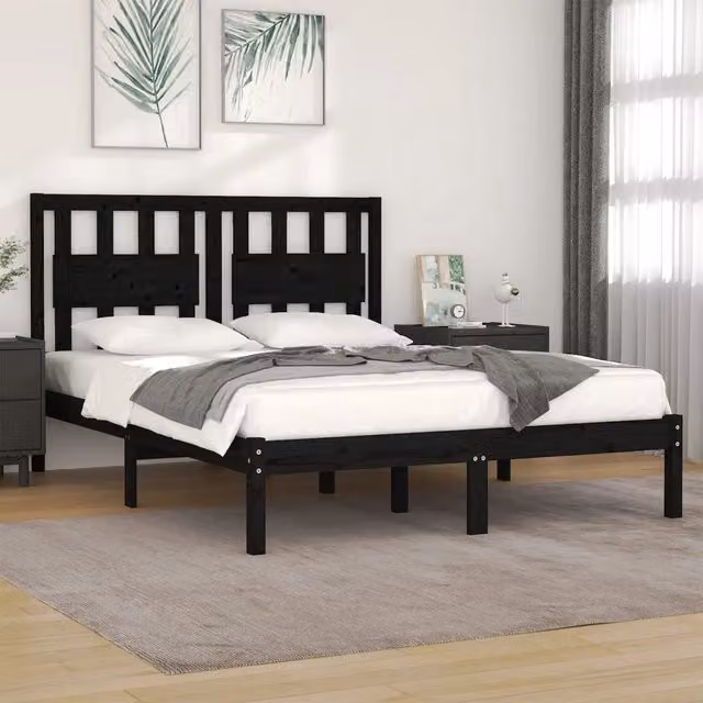 Giroletto vidaXL in legno massello di pino nero con doghe fisse, L/P: 140 x 190 cm