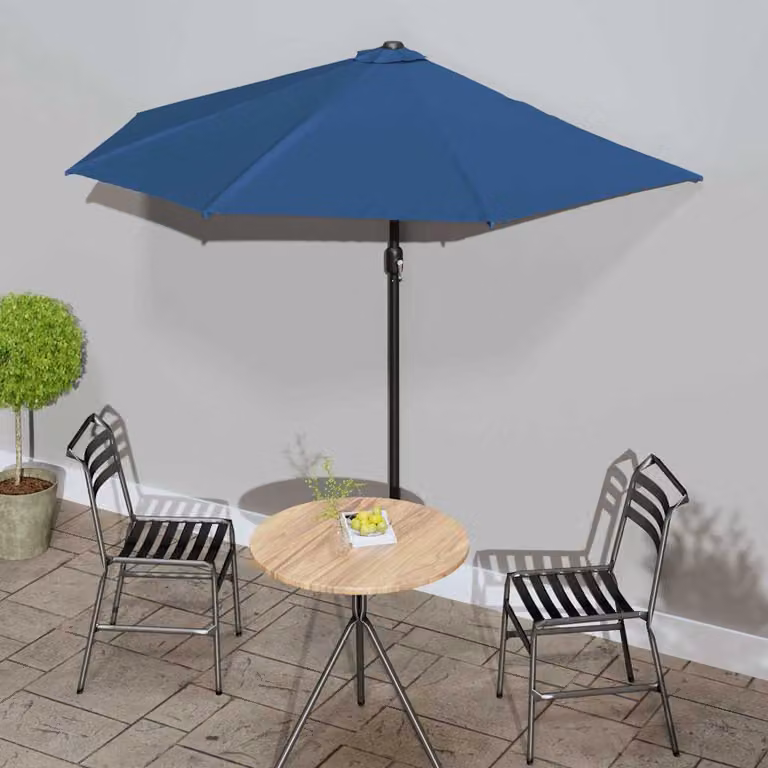 Ombrellone da balcone vidaXL in alluminio e poliestere blu L: 270 cm, P: 144 cm, H: 222 cm
