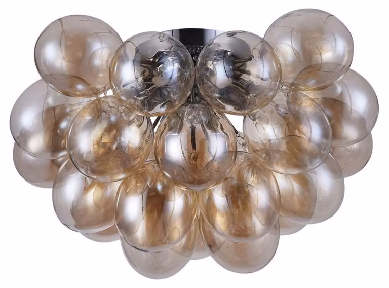 Casa Padrino plafoniera da soggiorno ambra / argento Ø 50 x H. 32 cm - Lampada da soffitto moderna
