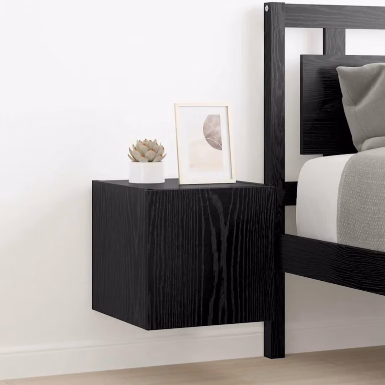 Mobile TV da parete vidaXL moderno in legno MDF nero con illuminazione integrata L/P/H: 30,5 x 35 x 30 cm