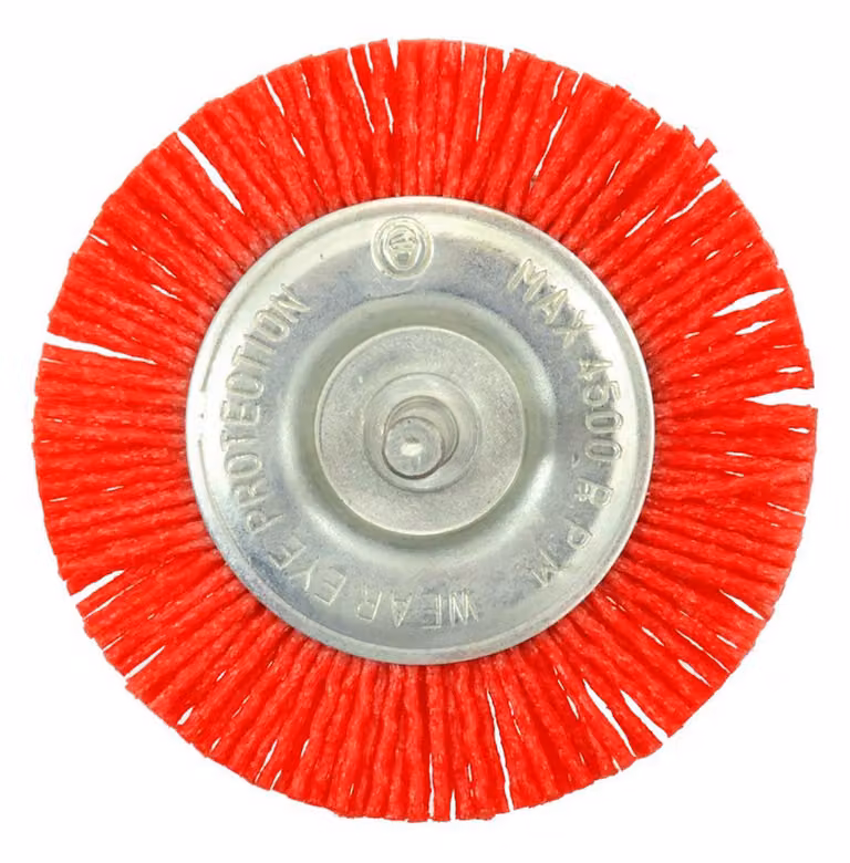 Spazzola in nylon circolare,con gambo, per pulizia lucidatura metallo, 75x 6 mm Geko