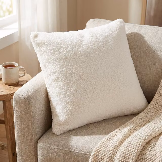 Cuscino arredo sherpa bianco L 45 cm x P 45 cm