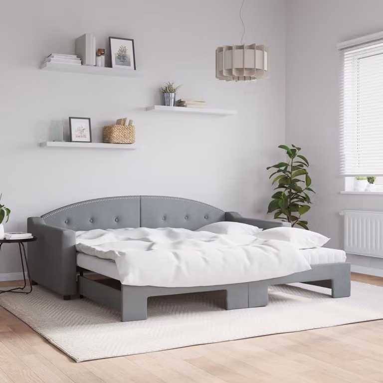 Divano Letto Estraibile vidaXL in Tessuto Grigio per Soggiorno e Camera da Letto