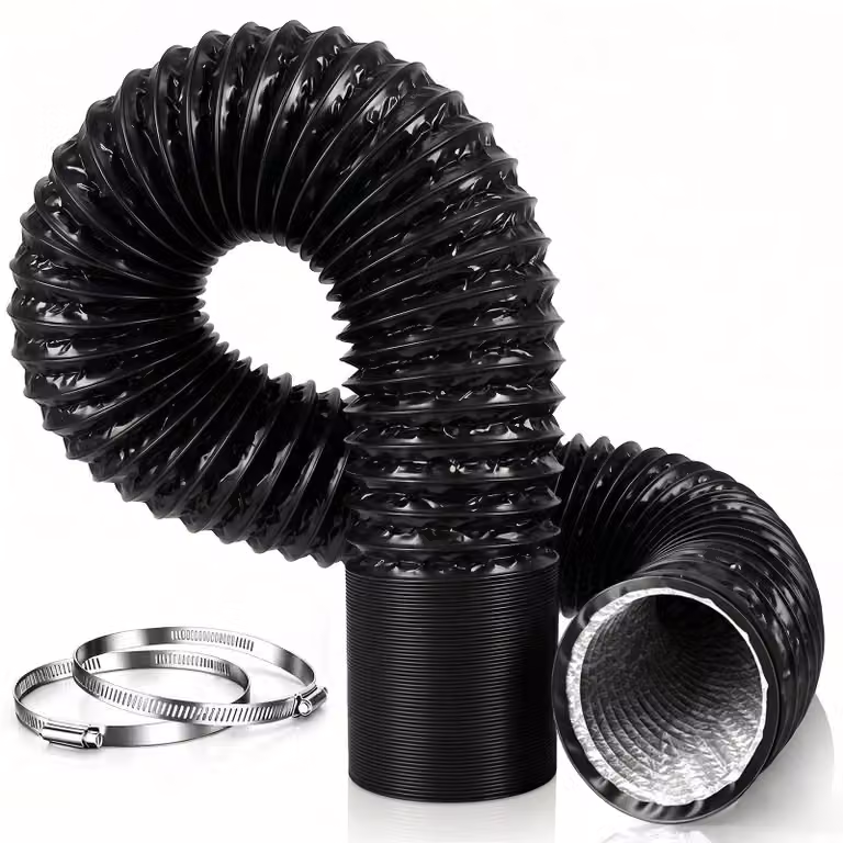 Tubo di ventilazione da 75 mm, lunghezza 3 metri, con morsetti e isolamento acustico