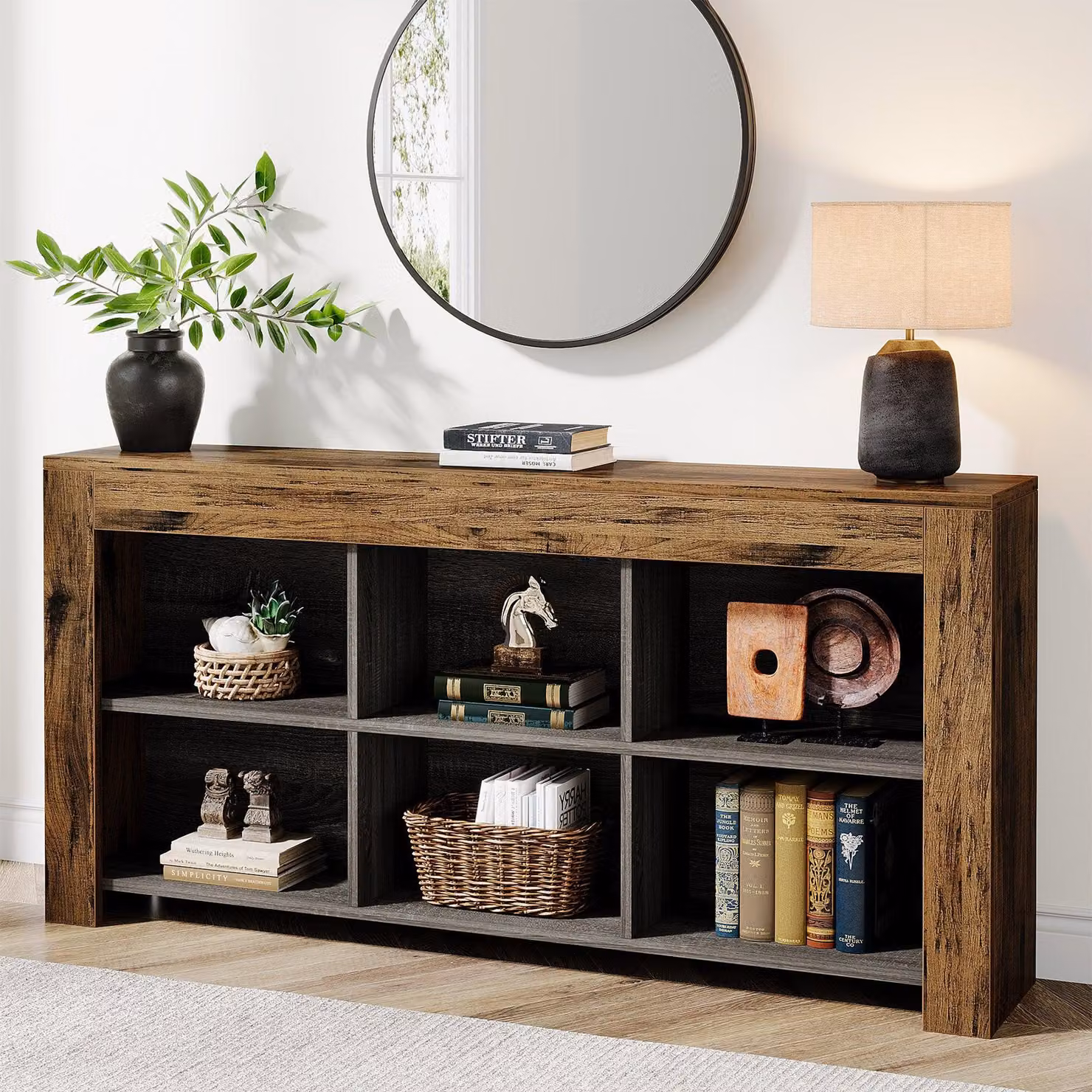 Libreria ad angolo - Scaffale angolare - Mobiletto angolare - Libreria - Mobile contenitore - Design effetto legno - Altezza 165 cm
