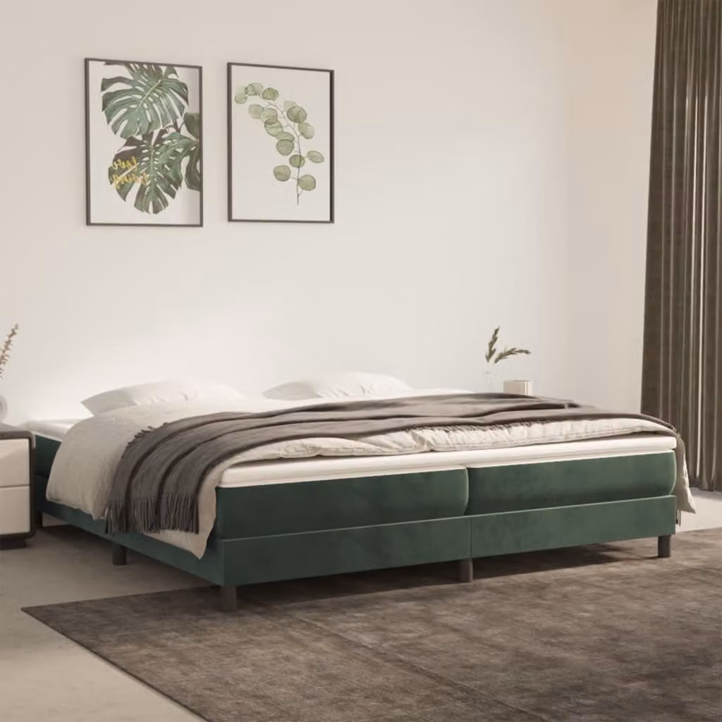 Maison Exclusive - Struttura Letto a Rete a Molle Verde Scuro 200x200 cm in Velluto
