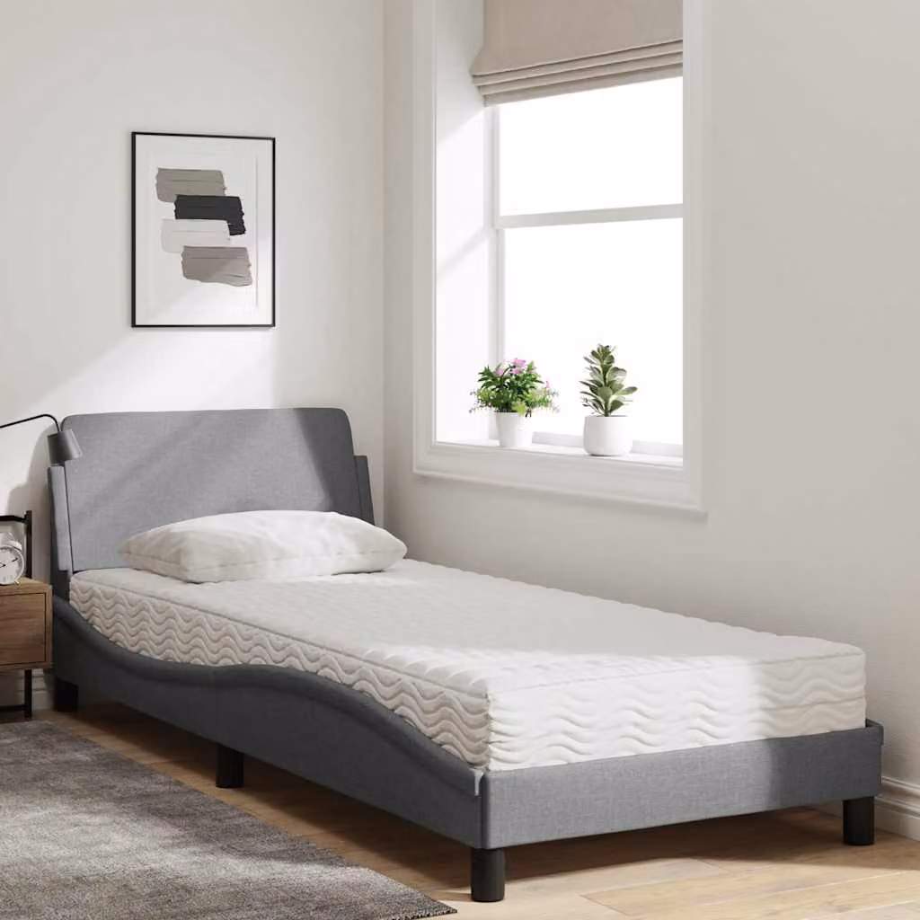 vidaXL Letto con Materasso Dover Grigio Chiaro 90x190 cm in Tessuto