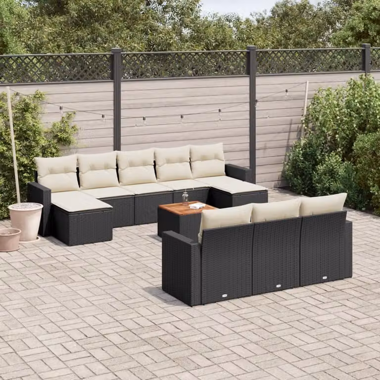Maison Exclusive - Set da giardino 11 pezzi con cuscini in poly rattan nero
