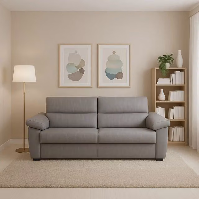 Divano Fisso 2 Posti Pisogne DMORA Grigio con Rivestimento Sfoderabile Made in Italy L: 185 cm, P: 95 cm, H: 100 cm – 1