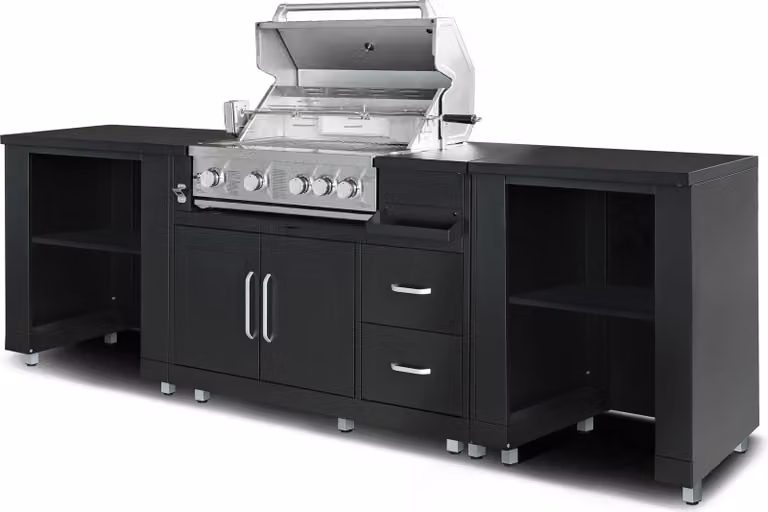Cucina da esterno a 3 pezzi con barbecue nero - Oviala Memphis