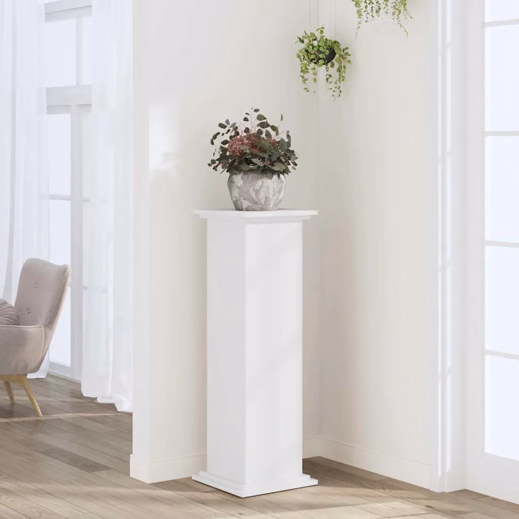 vidaXL Supporto per piante moderno in legno MDF Bianco L/P/H: 33 x 33 x 100 cm