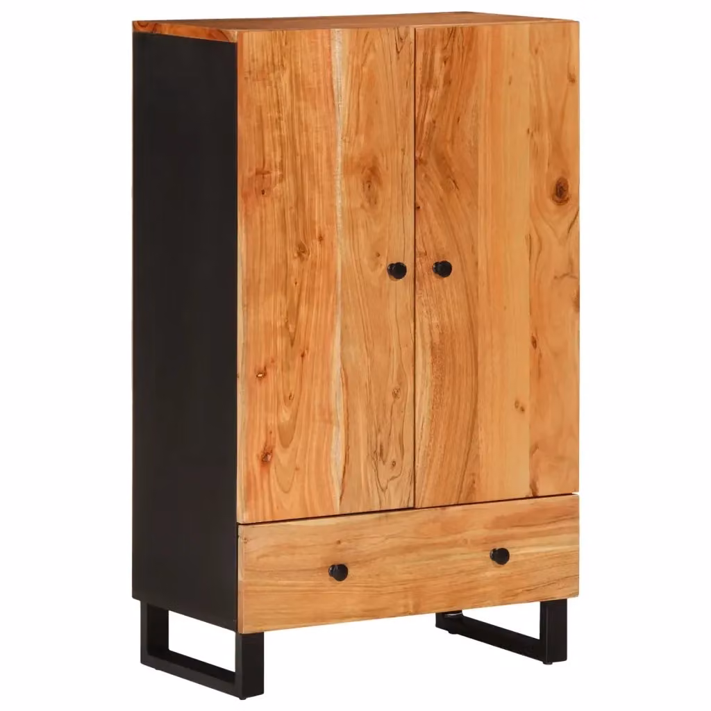 Credenza in legno di acacia e metallo stile industriale vidaXL, marrone, L: 60 cm, P: 33 cm, H: 100 cm – 2