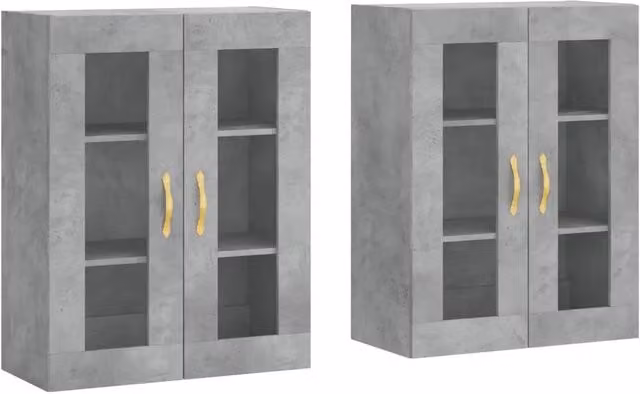 Set di 2 armadietti da parete pratici contenitori versatili moderni 69,5 x 34 x 90 cm in legno grigio cemento 02_0055418