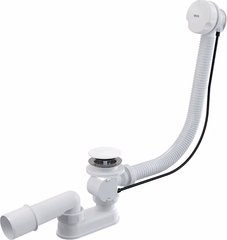 Set di drenaggio Alcadrain - Set di scarico e troppopieno per vasca da bagno, lunghezza 1000 mm, bianco A51BM-100