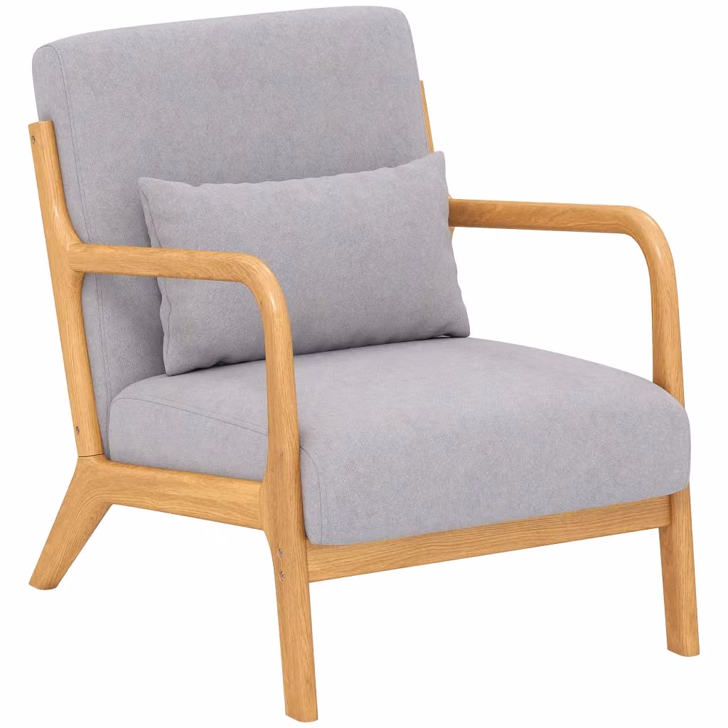 Poltrona Relax Elettrica Reclinabile Minimal Grigio in Velluto con Struttura in Legno