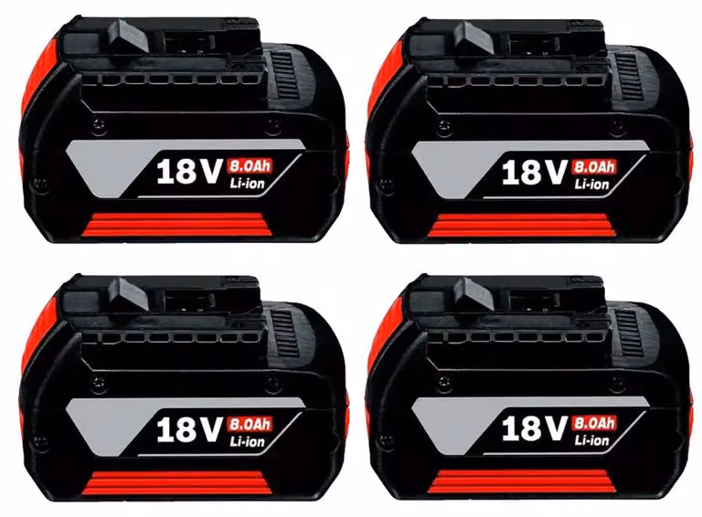 Batterie agli ioni di litio, capacità 8000 mAh, compatibili con utensili elettrici, 8.0Ah, confezione da 4 pezzi