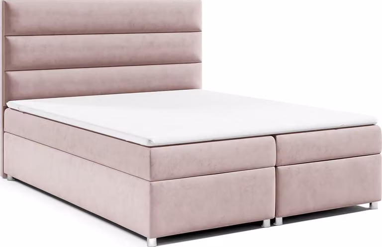 Best for Home Letto boxspring con contenitore Trinity K-1 con molle Bonell, topper incluso, consegna inclusa 180x200 - Rosa