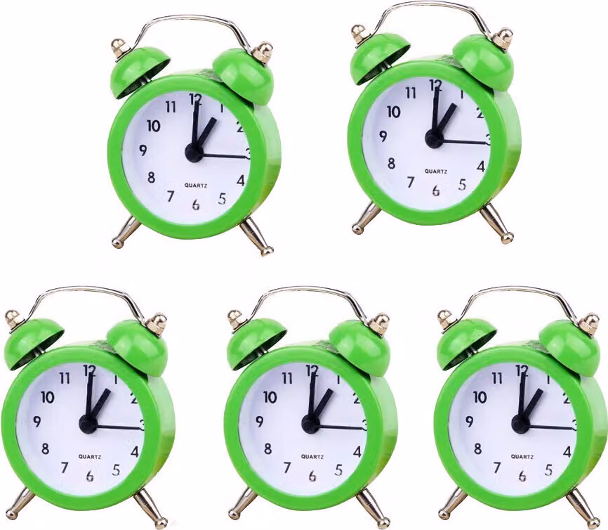 Set di 5 simpatiche sveglie (verde, batteria)
