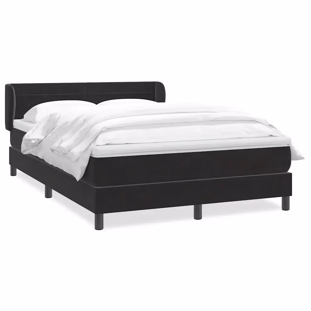 Letto Ibrido vidaXL con Giroletto a Molle e Materasso in Velluto Nero e Bianco L: 163 cm, P: 213 cm, H: 88 cm – 2
