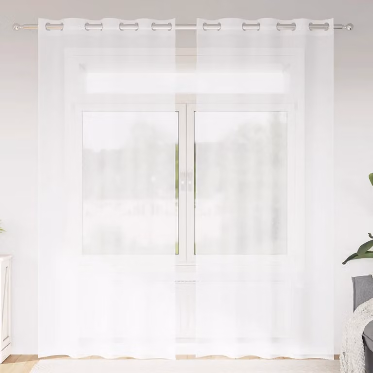 Set di 2 tende velate vidaXL in poliestere bianco, H 245 cm x L 140 cm