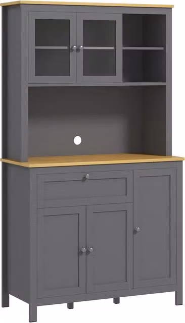 Credenza cucina 5 ante di cui 2 vetro 1 cassetto nicchia centrale 180 cm ¨C Xylo ¨C Grigio