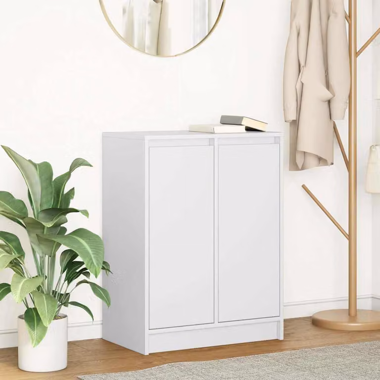 Credenza sospesa bianca vidaXL con ante a battente e ripiani interni in legno e MDF L 57 x P 34 x H 76 cm