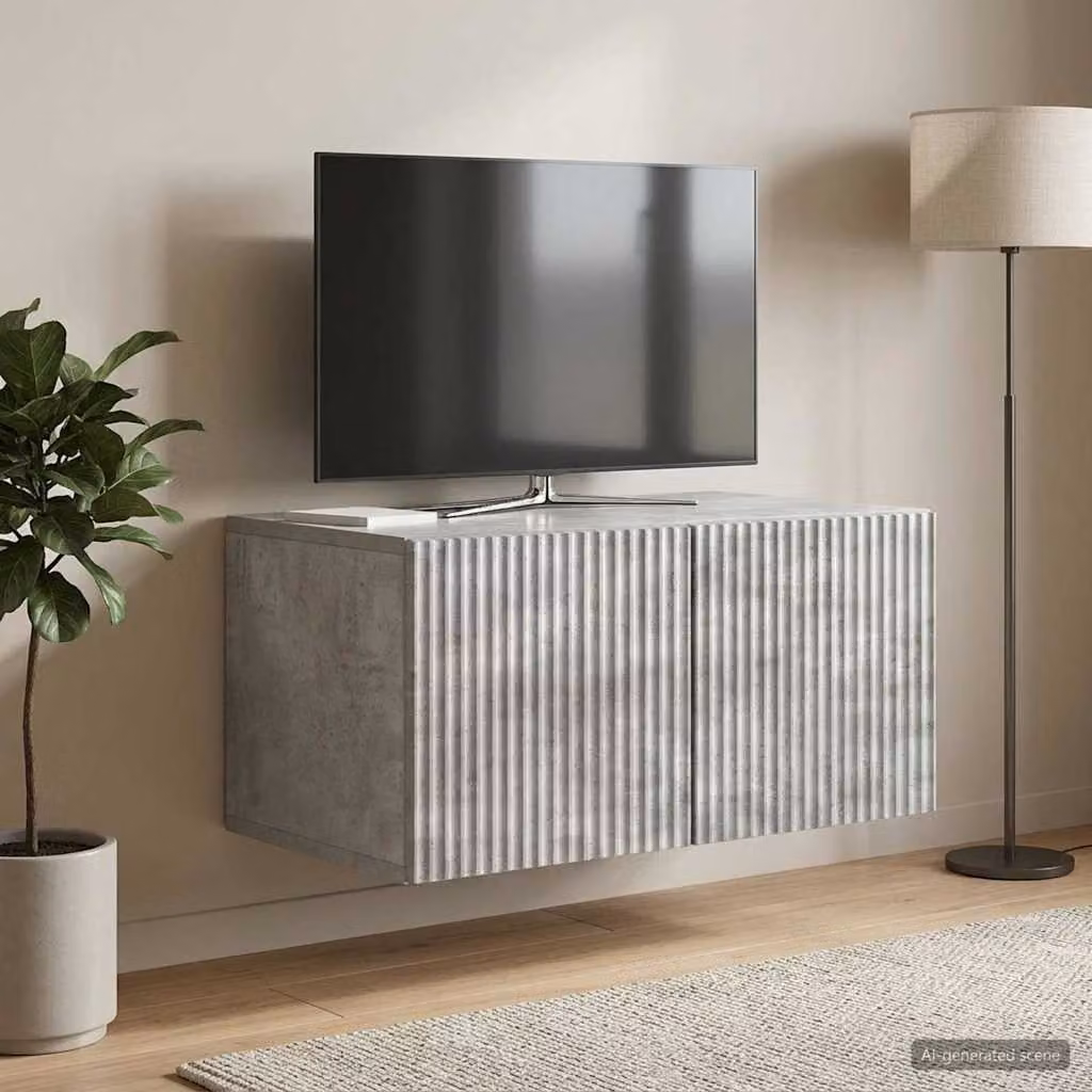 vidaXL Mobile Porta TV da Muro Moderno in MDF Grigio, L 59,5 cm x P 41 cm x H 30 cm