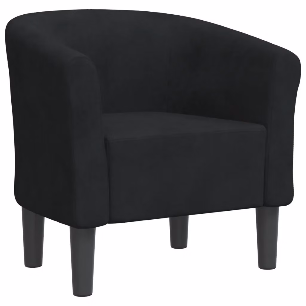 Poltrona moderna vidaXL in velluto nero con braccioli e struttura in legno e plastica – 2